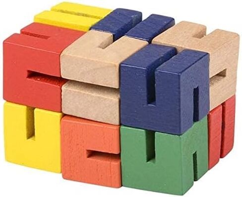Wooden Flexible Fidget Mini Twist Cube Puzzles - 12 Pack - Stretchable 3D Puzzles Wood Twist Blocks for Anxiety Fidgeting or Party Favors in Saudi Arabia
