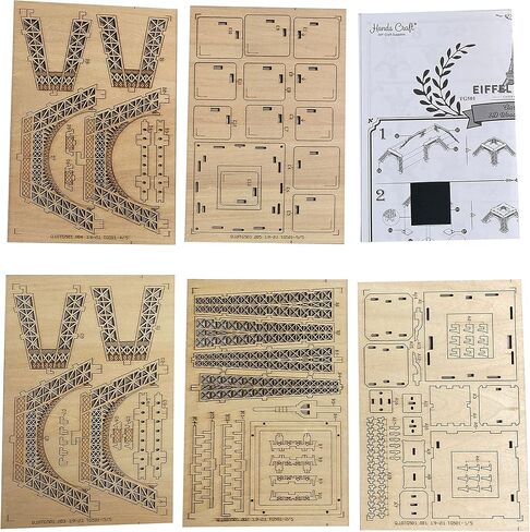 هاندز كرافت DIY لغز خشبي ثلاثي الأبعاد - مباني برج إيفل مقطوعة بالليزر مجموعة نموذج تجميع ألغاز تحفيز الدماغ التعليمية الجذعية لعبة للبالغين والمراهقين لبناء خشب ممتاز آمن وغير سام TG501 in Kuwait