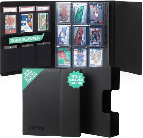 ENCASE Toploader Binder - Top Loader Binder for Cards with Slipcase - Magnetic Close Folder -180 Trading Card Storage Case Suits All TCG's, Sport Cards - Fits Six Graded Cards - 35pt Top Loaders in Saudi Arabia