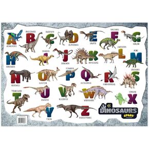ABC Dinosaur Educational Poster, Kids Room Dinosaur Decor Alphabet Chart with Watercolor Dinosaur Pictures, Large 17x24 Laminated Dinosaur Themed Classroom Décor for Preschool and Homeschooling in Kuwait