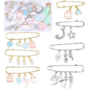 مجموعة صنع بروش ساحرة، دبابيس أمان دبابيس لؤلؤية حلقات القفز المفتوحة المعلقات DIY لصنع المجوهرات وصياغتها in Kuwait