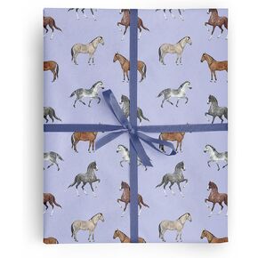 REVEL & Co Equus Horse Birthday Gift Wrap by Hoot LeRoux—Horse Wrapping Paper Folded flat, 27 x 39 inches