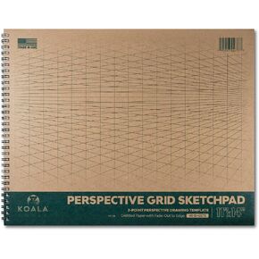 Koala Tools - 40-Sheet Sketch Pad for 1-Point Perspective Drawing, Spiral Bound Gridded Graph Paper for Interior Room Design, Industrial, Architectural and 3D Design, 11 x 14 inches in Kuwait