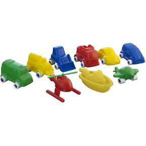 Miniland Educational - Minimobil 9 piece set - Durable Assorted Flexible Plastic Toy Cars For Young Children, Safe Non Removable Wheels, Promotes Tactile Skills And Coordination in Kuwait