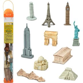 Safari Ltd. Around The World TOOB - 10 Figurines: Leaning Tower of Pisa, Eiffel Tower, Taj Mahal, Statue of Liberty, Giza Pyramids, & More - Educational Toy Figures For Boys, Girls & Kids Ages 3+