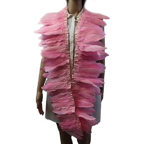 10 Color 2 Yard Goose Feather Trim, Fringe Trim 6-7 in Feather Stripe for Party Clothing Accessories Craft (Baby Pink)