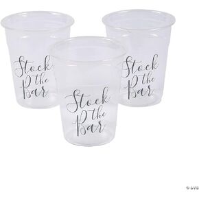 STOCK THE BAR CLEAR PLASTIC CUPS - Party Supplies - 50 Pieces in Saudi Arabia