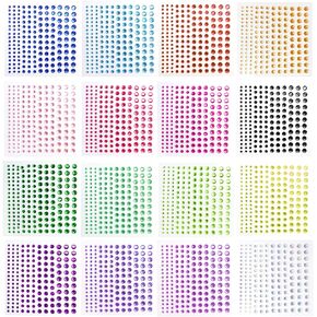 عصا جواهر الوجه من هادي، 16 لونًا بأربعة مقاسات من ملصقات حجر الراين، مجوهرات للوجه للحرف اليدوية والمكياج وتزيين البطاقات وتزيين شعر العيون - 2640 قطعة in Kuwait