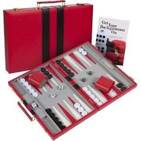 Get The Games Out Top Backgammon Set - Small Travel Size Classic Board Game Case - Best Strategy & Tip Guide (Black, Small)