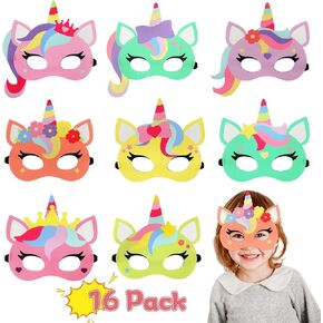 16 عبوة من اقنعة يونيكورن من اللباد من يوهايل للبنات، مستلزمات حفلات بطابع رينبو يونيكورن، قناع تنكري للحفلات التنكرية وهدايا عيد ميلاد الاطفال in Kuwait