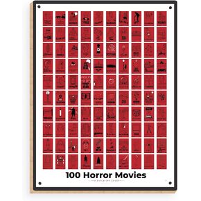 مخطط البوب ​​| ملصق قابل للخدش لـ 100 فيلم رعب | ديكور فيلم رعب مقاس 12 × 16 بوصة مع حامل مغناطيسي | سلعة أفلام الرعب | صُنع في الولايات المتحدة الأمريكية بنسبة 100% in Kuwait