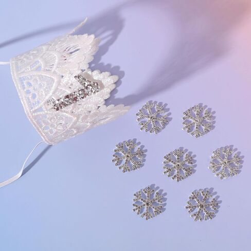 تاج عيد الميلاد الاول للشتاء - تاج دانتيل ابيض بلوري، تاج عيد الميلاد الاول على شكل ندفة الثلج، ديكور حفلات العجائب الشتوية، قبعة عيد الميلاد الاول للفتيات، شريط راس من الدانتيل مع مجوهرات فضية على in Kuwait