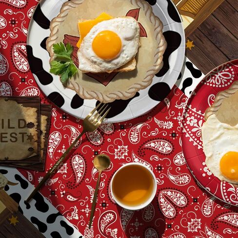 CAILESS Western Party Decorations - Western Cowboy Party Supplies 69Pcs Included Cowboy Theme Plates Cups Napkins Serves 16 Guests for Kids and Adults Wild West Party Decorations in Kuwait