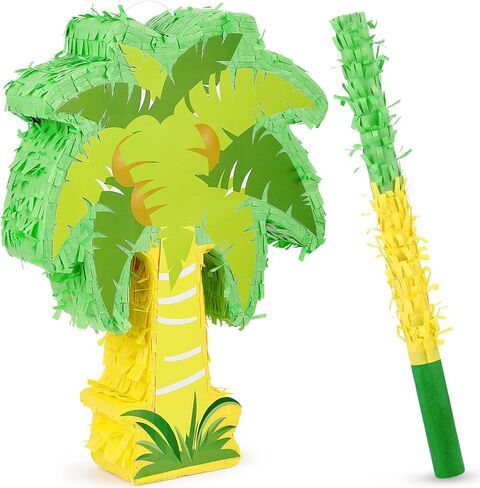 Palm Tree Pinata Party Pinata Hawaiian Coconut Tree Pinata for Tropical Luau Party Decor Pinata with Stick and Blindfold for Summer Tiki Party Birthday Party Decoration, 15.8 x 12.6 x 3.2 Inch in Saudi Arabia