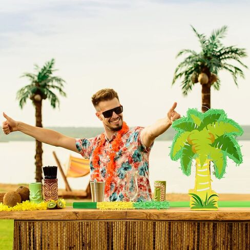 Palm Tree Pinata Party Pinata Hawaiian Coconut Tree Pinata for Tropical Luau Party Decor Pinata with Stick and Blindfold for Summer Tiki Party Birthday Party Decoration, 15.8 x 12.6 x 3.2 Inch in Saudi Arabia