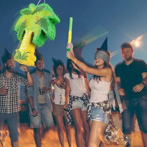 Palm Tree Pinata Party Pinata Hawaiian Coconut Tree Pinata for Tropical Luau Party Decor Pinata with Stick and Blindfold for Summer Tiki Party Birthday Party Decoration, 15.8 x 12.6 x 3.2 Inch in Saudi Arabia