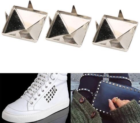 Zerodis 100 قطعة من المسامير المربعة الهرمية 4 مخالب معدنية ترصيع هرمية معدنية يدوية الصنع DIY مسامير مدببة بقع ترصيع إكسسوارات للأساور والملابس وحقيبة اليد (15 مم/0.6 بوصة-برونزية) in Kuwait