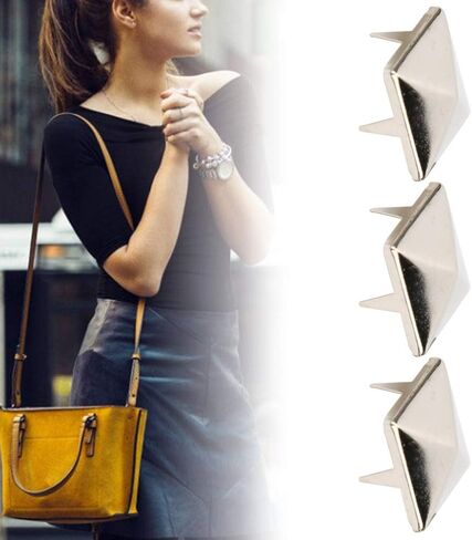 Zerodis 100 قطعة من المسامير المربعة الهرمية 4 مخالب معدنية ترصيع هرمية معدنية يدوية الصنع DIY مسامير مدببة بقع ترصيع إكسسوارات للأساور والملابس وحقيبة اليد (15 مم/0.6 بوصة-برونزية) in Kuwait