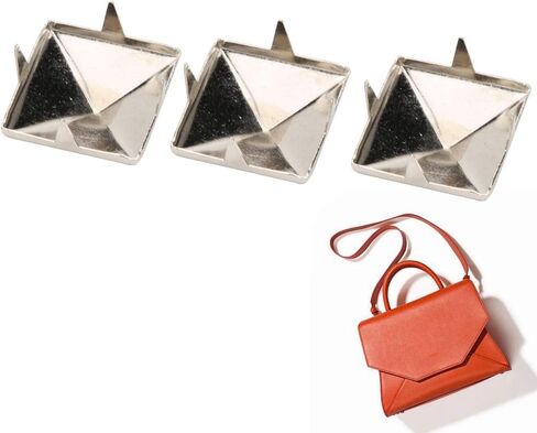 Zerodis 100 قطعة من المسامير المربعة الهرمية 4 مخالب معدنية ترصيع هرمية معدنية يدوية الصنع DIY مسامير مدببة بقع ترصيع إكسسوارات للأساور والملابس وحقيبة اليد (15 مم/0.6 بوصة-برونزية) in Kuwait