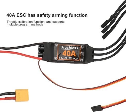 Dilwe RC Helicopter Fixed Wing Set, 2217 KV1100 Motor+1060 Propeller+9G Servo+40A XT60 ESC Kit 4-in-1 RC Fixed Wing RC Accessories for Remote Control Helicopter, RC Brushless Motor and ESC Kit in Kuwait