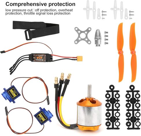 Dilwe RC Helicopter Fixed Wing Set, 2217 KV1100 Motor+1060 Propeller+9G Servo+40A XT60 ESC Kit 4-in-1 RC Fixed Wing RC Accessories for Remote Control Helicopter, RC Brushless Motor and ESC Kit in Kuwait