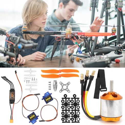 Dilwe RC Helicopter Fixed Wing Set, 2217 KV1100 Motor+1060 Propeller+9G Servo+40A XT60 ESC Kit 4-in-1 RC Fixed Wing RC Accessories for Remote Control Helicopter, RC Brushless Motor and ESC Kit in Kuwait