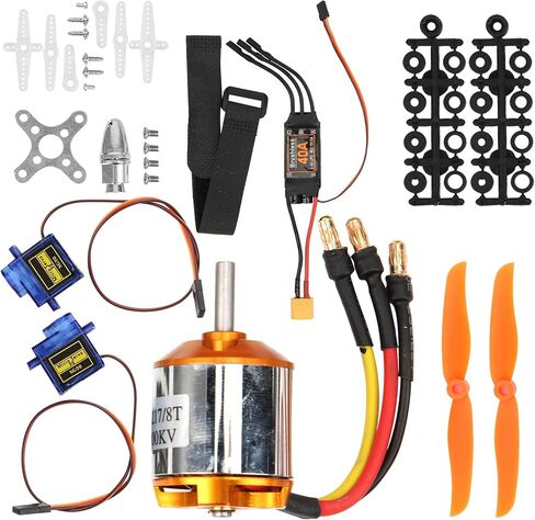 Dilwe RC Helicopter Fixed Wing Set, 2217 KV1100 Motor+1060 Propeller+9G Servo+40A XT60 ESC Kit 4-in-1 RC Fixed Wing RC Accessories for Remote Control Helicopter, RC Brushless Motor and ESC Kit in Kuwait