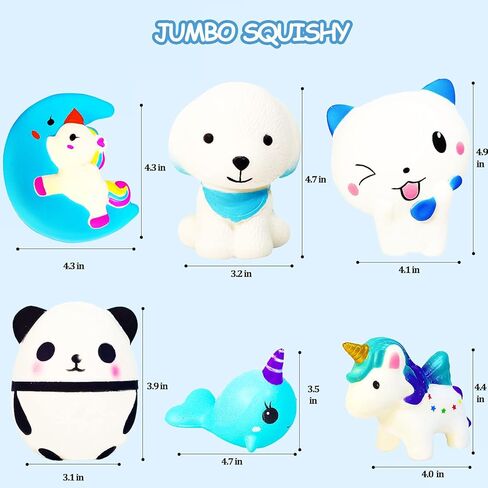 ZYZZYZY Squishies، 6 عبوات اسفنجية بطيئة الارتفاع، حزمة اسفنجية، حيوانات اسفنجية، ألعاب ضغط للأطفال، لعبة اسفنجية، تململ اسفنجي، اسفنجي لطيف، اسفنجي يونيكورن، اسفنجي كبير in Kuwait