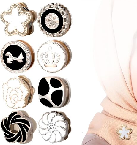 دبابيس مغناطيسية للحجاب 16 قطعة من أقوى الاشكال التجارية القوية للوشاح والشال والملابس والقبعات بازرار تزيين متعددة الاستخدامات دبوس امان للنساء والفتيات، مغناطيس, دينيم، مغناطيس, مغناطيس in Kuwait