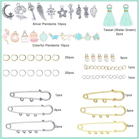 مجموعة صنع بروش ساحرة، دبابيس أمان دبابيس لؤلؤية حلقات القفز المفتوحة المعلقات DIY لصنع المجوهرات وصياغتها in Kuwait