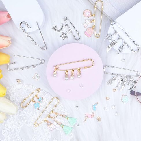 مجموعة صنع بروش ساحرة، دبابيس أمان دبابيس لؤلؤية حلقات القفز المفتوحة المعلقات DIY لصنع المجوهرات وصياغتها in Kuwait