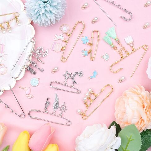 مجموعة صنع بروش ساحرة، دبابيس أمان دبابيس لؤلؤية حلقات القفز المفتوحة المعلقات DIY لصنع المجوهرات وصياغتها in Kuwait