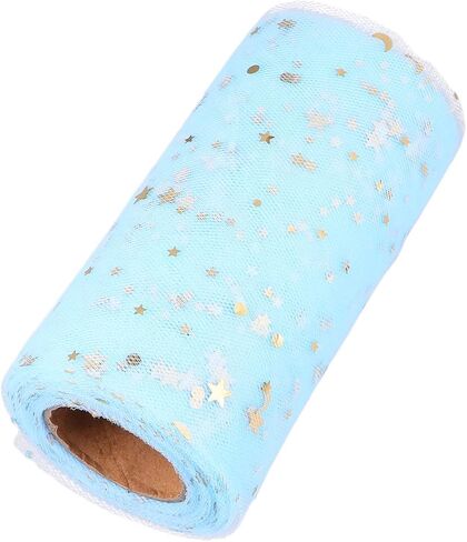 MILISTEN Mesh Ribbon Wide Whimsy Ribbons with Gold Star Moon Pattern DIY Craft Web Ribbon for Wrapping Home Wedding Christmas Cake Decoration 2280x15cm (Black) in Kuwait