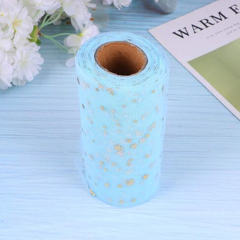 MILISTEN Mesh Ribbon Wide Whimsy Ribbons with Gold Star Moon Pattern DIY Craft Web Ribbon for Wrapping Home Wedding Christmas Cake Decoration 2280x15cm (Black) in Kuwait