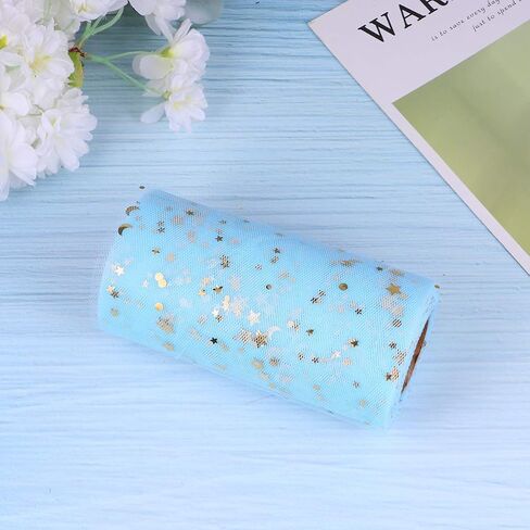 MILISTEN Mesh Ribbon Wide Whimsy Ribbons with Gold Star Moon Pattern DIY Craft Web Ribbon for Wrapping Home Wedding Christmas Cake Decoration 2280x15cm (Black) in Kuwait