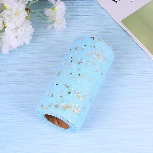 MILISTEN Mesh Ribbon Wide Whimsy Ribbons with Gold Star Moon Pattern DIY Craft Web Ribbon for Wrapping Home Wedding Christmas Cake Decoration 2280x15cm (Black) in Kuwait