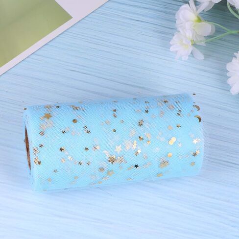 MILISTEN Mesh Ribbon Wide Whimsy Ribbons with Gold Star Moon Pattern DIY Craft Web Ribbon for Wrapping Home Wedding Christmas Cake Decoration 2280x15cm (Black) in Kuwait