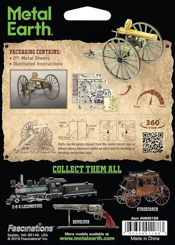 Metal Earth Fascinations Wild West Gatling Gun 3D Metal Model Kit Bundle with Tweezers in Saudi Arabia