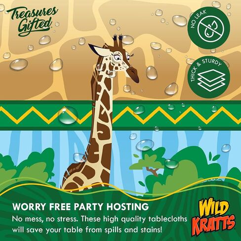 لوازم حفلات أعياد الميلاد Wild Kratts المرخصة رسميًا من Treasures - عبوة من 2 - مفرش طاولة Wild Kratts مقاس 54 × 108 بوصة - ديكورات حفلات Wild Kratts لسطح الطاولة - مفرش طاولة عيد ميلاد سعيد in Saudi Arabia