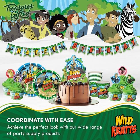 لوازم حفلات أعياد الميلاد Wild Kratts المرخصة رسميًا من Treasures - عبوة من 2 - مفرش طاولة Wild Kratts مقاس 54 × 108 بوصة - ديكورات حفلات Wild Kratts لسطح الطاولة - مفرش طاولة عيد ميلاد سعيد in Saudi Arabia