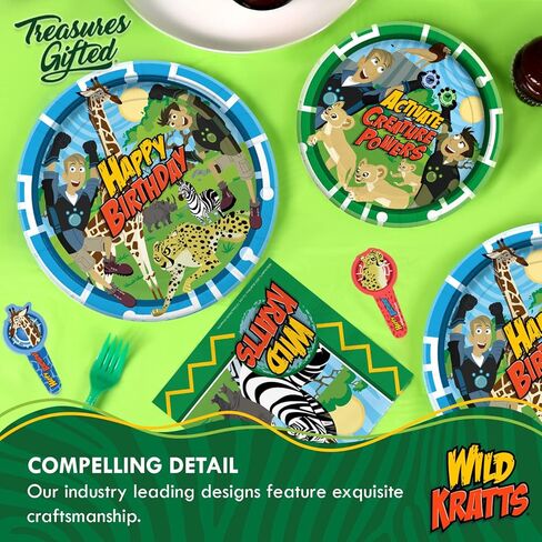 لوازم حفلات أعياد الميلاد Wild Kratts المرخصة رسميًا من Treasures - عبوة من 2 - مفرش طاولة Wild Kratts مقاس 54 × 108 بوصة - ديكورات حفلات Wild Kratts لسطح الطاولة - مفرش طاولة عيد ميلاد سعيد in Saudi Arabia