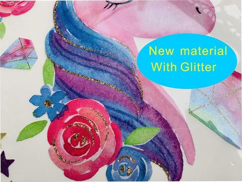 مجموعة من 3 رقع قماشية قماشية قماشية قماشية قابلة لإعادة الشحن بنمط وحيد القرن مع زهور ونجوم صديقة للبيئة من 3 قطع للديكور بنفسك باللون الوردي EASU001 in Kuwait