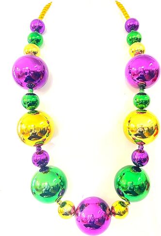 YSPPF ماردي غرا جامبو الكرة قلادة الطرف ماردي غرا الأرجواني الذهب الأخضر عقد من الخرز (13 قطعة) in Kuwait