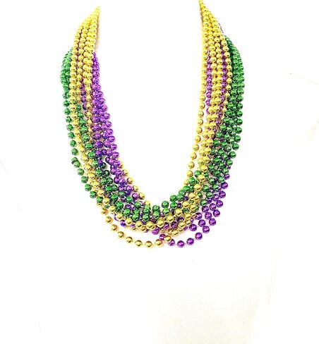 YSPPF ماردي غرا جامبو الكرة قلادة الطرف ماردي غرا الأرجواني الذهب الأخضر عقد من الخرز (13 قطعة) in Kuwait