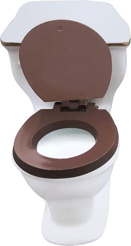 White Ceramic Dollhouse Toilet with Plastic Toilet Seat Decorative Floral Design and Gold Trim 1:12 Scale in Saudi Arabia