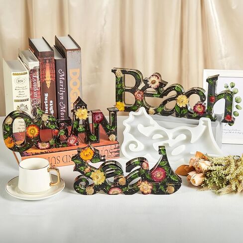 ISSEVE 3Pcs Large Letter Sign Resin Molds Silicone, Beach Ocean Sea Word Sign Silicone Molds for Resin Casting, Epoxy Molds for DIY Tropical Coastal Resin Crafts Home Office Desk Decoration in Kuwait