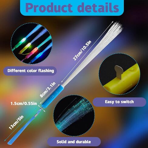 Kasyat 10 Pieces Fiber Optic Light Wand Stick Glow Flashing Wands Fiber Optic Wands LED Flashing Sticks LED Fiber Wands Colorful Flashing LED Wands for Boys and Girls Party Favors (Blue) in Kuwait