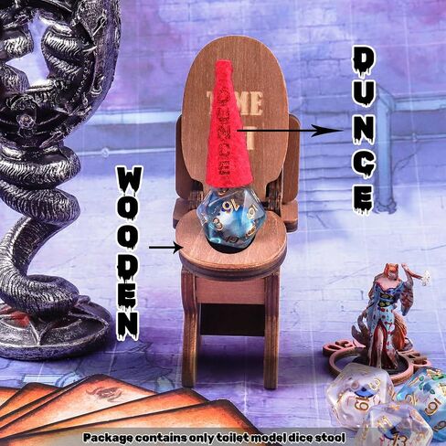 DND Dice Jail, Dice Chair of Shame with Dunce Hat, DND Accessories for Dungeons and Dragons, DND Gift for Fans of Tabletop Games, Time Out Chair for RPG Game, Fits Die Size D4-D20 in Kuwait