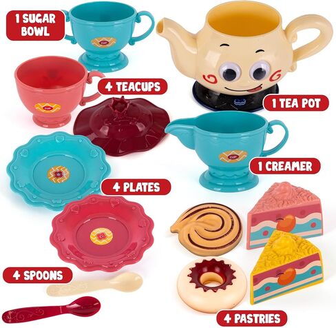 ArtCreativity Musical Tea Set for Girls - 19-Piece Girls Tea Party Set -Toddler Tea Set with Motion-Activated Pouring Sound, Music, and Flashing Lights for Kids Ages 3 4 5 6 in Saudi Arabia