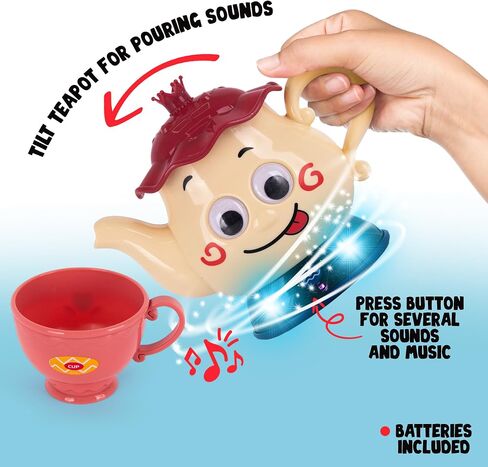 ArtCreativity Musical Tea Set for Girls - 19-Piece Girls Tea Party Set -Toddler Tea Set with Motion-Activated Pouring Sound, Music, and Flashing Lights for Kids Ages 3 4 5 6 in Saudi Arabia